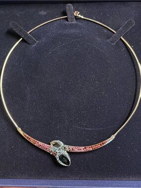 Swarovski | Trema | Snake Skin Collar Choker Necklace - Pink & Blue Crystals